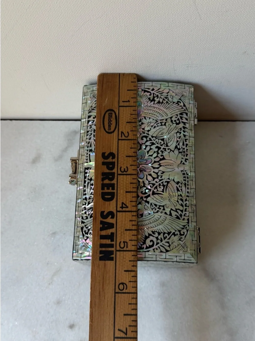 Mother of Pearl Jewelry Box: Crane Pattern Wood Storage